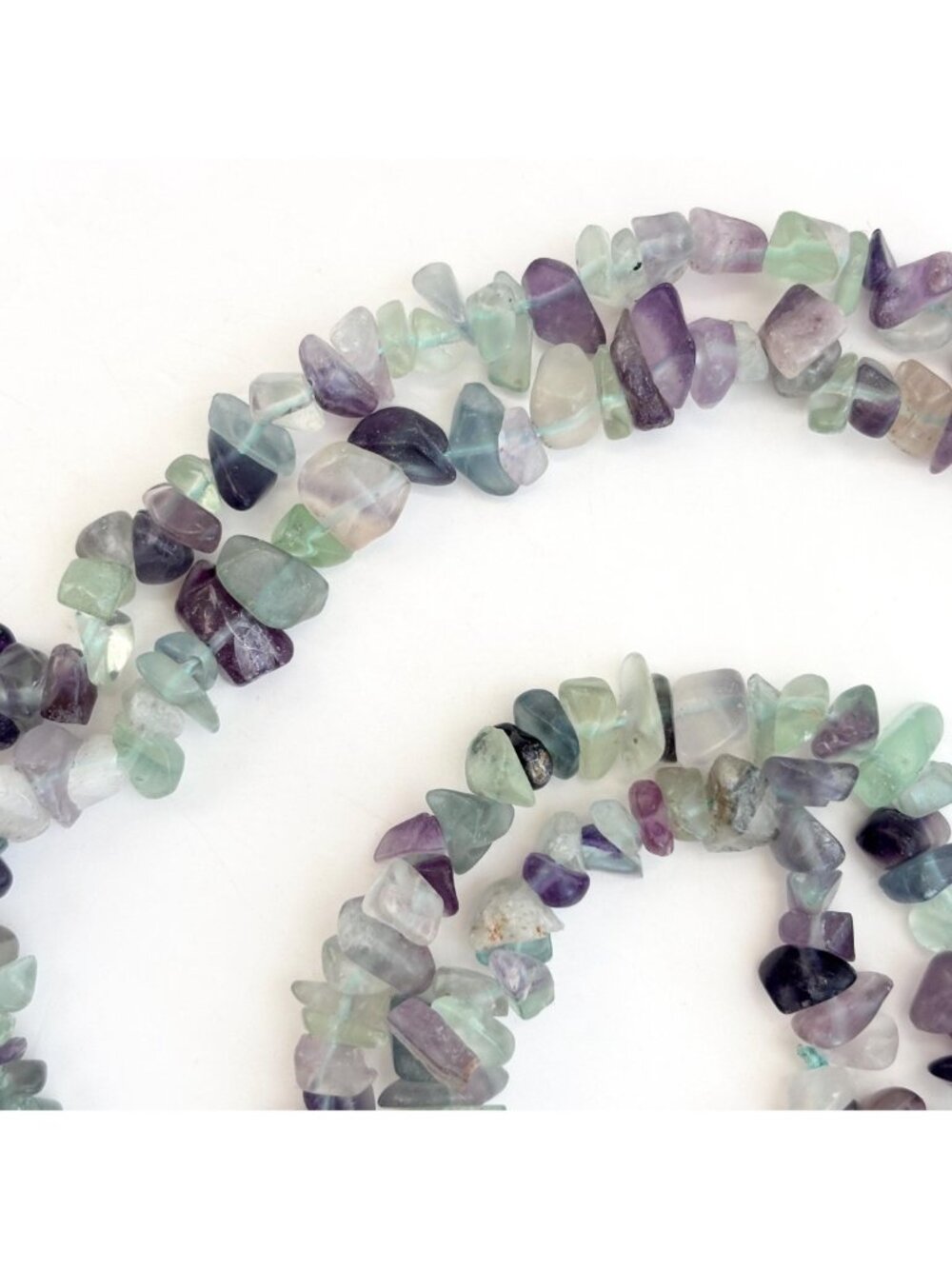 Multi Colored Purple & Green Flourite Chip Beaded Chip Vintage Necklace - 36" - Picture 9 of 13